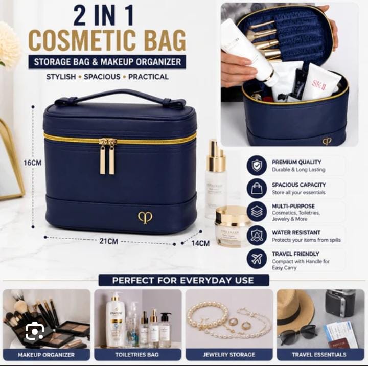 Premium Portable Makeup Organizer Bag – Waterproof Cosmetic Storage Case with Handle