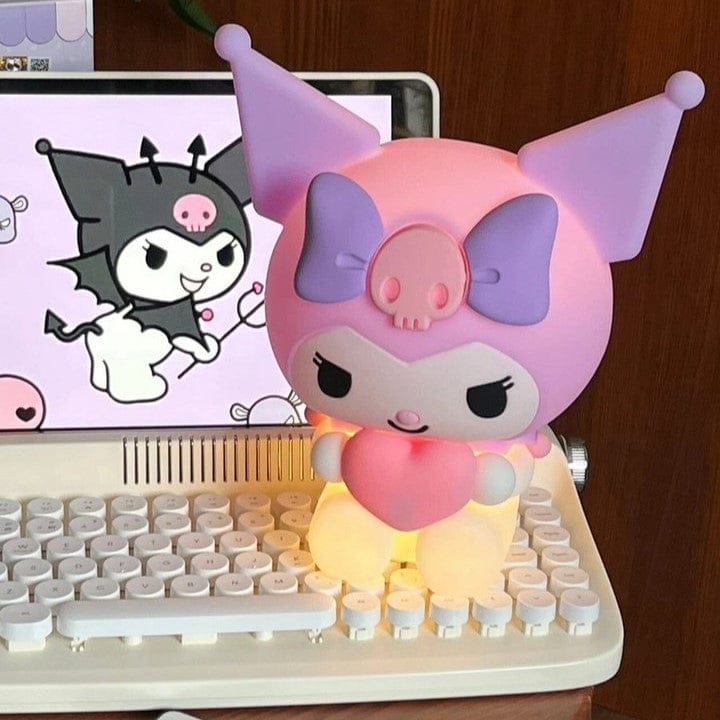 Kuromi Silicone LED Night Light – Rechargeable Cute Bedside Lamp with Heart