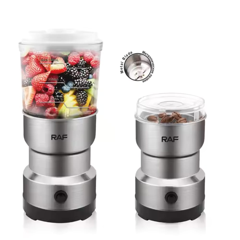 RAF 2-in-1 Electric Coffee & Juice Blender – 300W Multi-Purpose Grinder