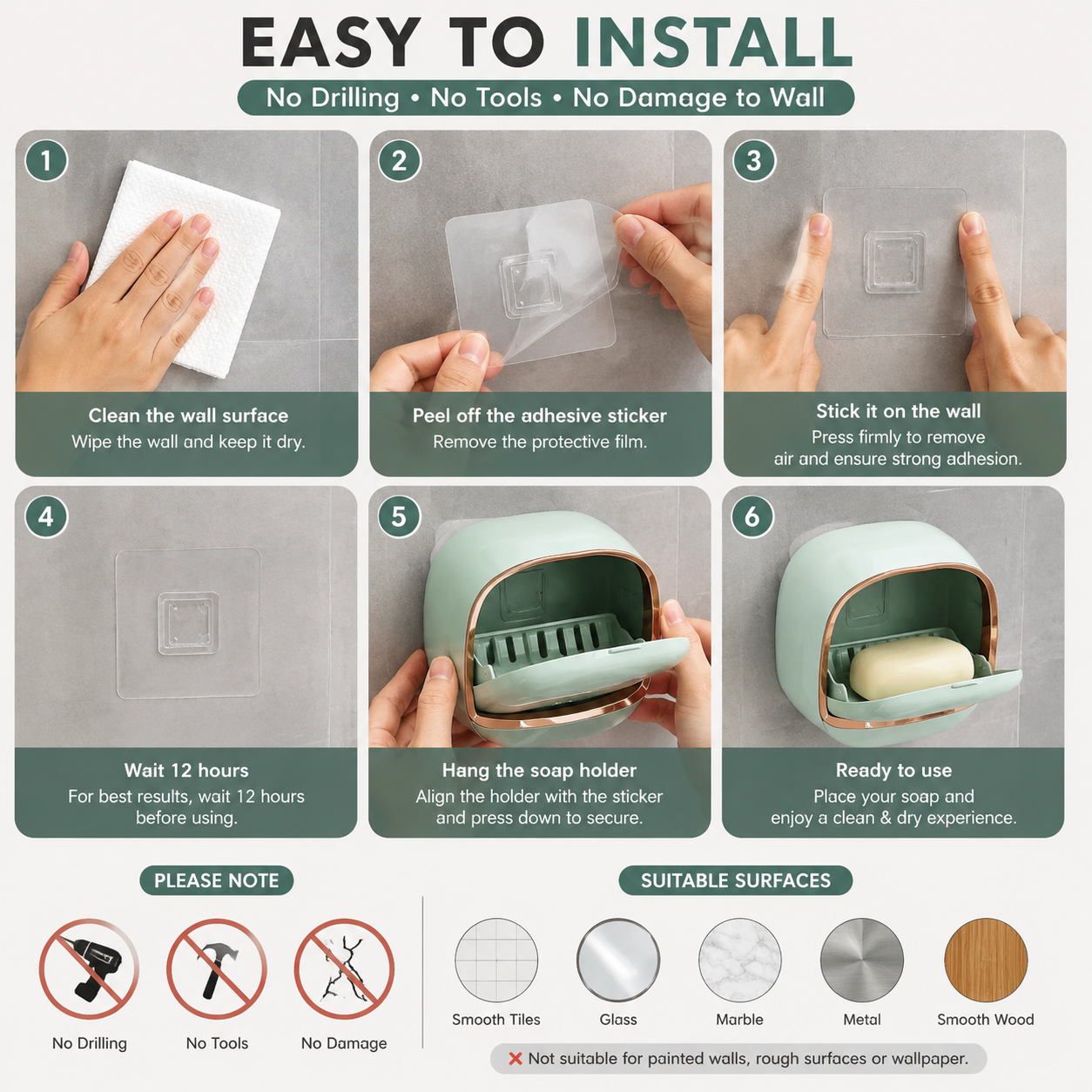 Wall Mounted Soap Holder with Drainage Design – Premium Bathroom Soap Dish Organizer